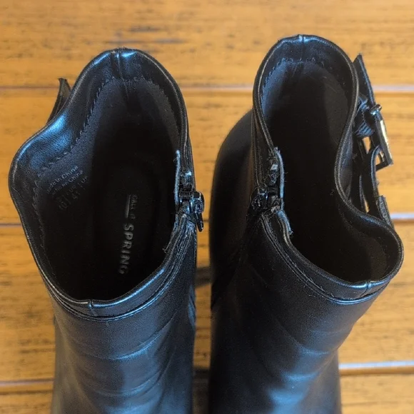 Call It Spring Black Faux Leather Ankle Booties with Side Buckles - Picture 7 of 8